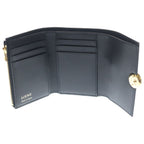 Loewe Pebble Vertical Compact Wallet Small Trifold Coin Case Black Leather Gold — view 4