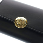Loewe Pebble Vertical Compact Wallet Small Trifold Coin Case Black Leather Gold — view 5