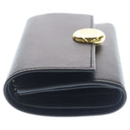 Loewe Pebble Vertical Compact Wallet Small Trifold Coin Case Black Leather Gold — view 3