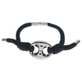 Gucci Marina Chain Fabric Bracelet Black Silver