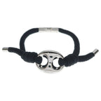 Gucci Marina Chain Fabric Bracelet Black Silver