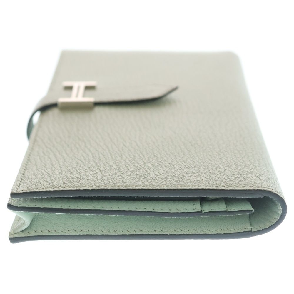 Hermes Bearn Souffle Bifold Wallet Card Case Light Green Chevre Vert Fizz — view 3