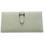 Hermes Bearn Souffle Bifold Wallet Card Case Light Green Chevre Vert Fizz