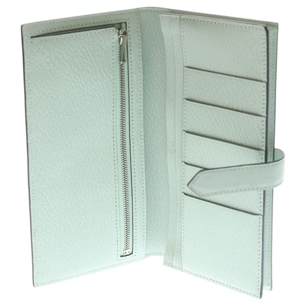 Hermes Bearn Souffle Bifold Wallet Card Case Light Green Chevre Vert Fizz — view 4