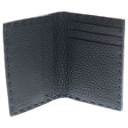 Fendi Selleria Card Case Business Holder Black Leather Silver — view 4