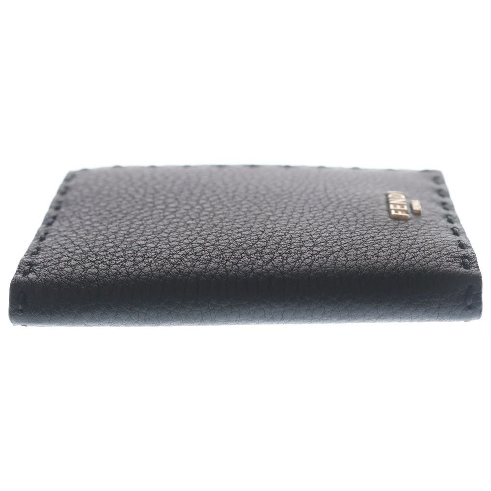 Fendi Selleria Card Case Business Holder Black Leather Silver — view 3