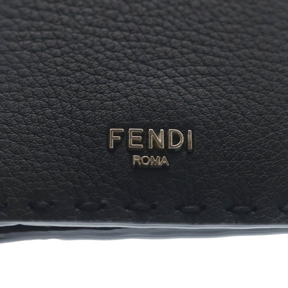 Fendi Selleria Card Case Business Holder Black Leather Silver — view 5