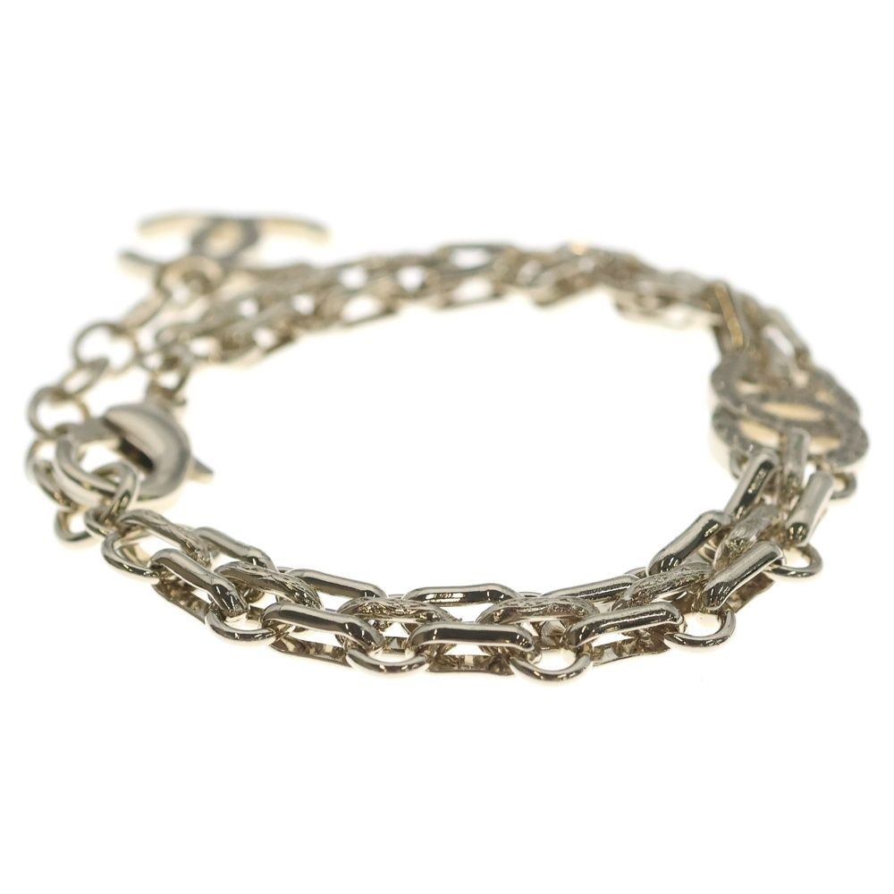 Chanel CC Logo Rhinestone Decoration Chain Bracelet Gold — view 3