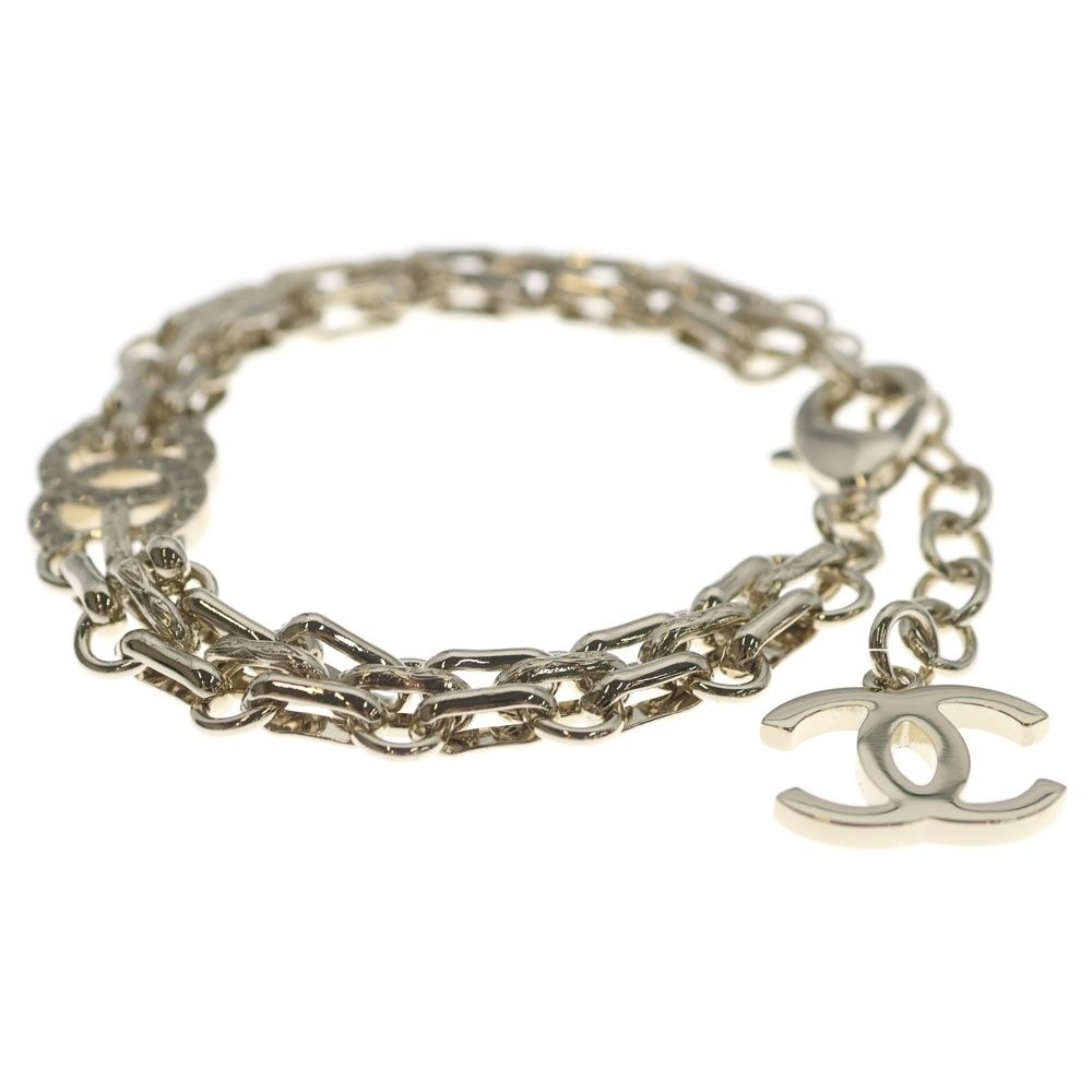 Chanel CC Logo Rhinestone Decoration Chain Bracelet Gold — view 4