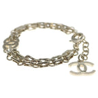 Chanel CC Logo Rhinestone Decoration Chain Bracelet Gold — view 4
