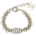 Chanel CC Logo Rhinestone Decoration Chain Bracelet Gold