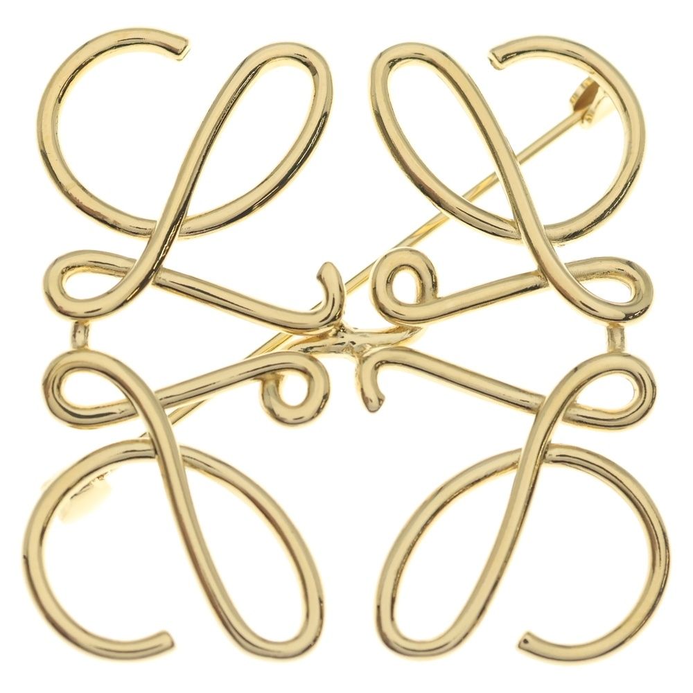 Loewe Anagram Brooch Pin Badge Gold