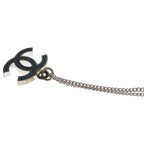 Chanel CC Logo Pendant Necklace Chain Silver Black — view 6