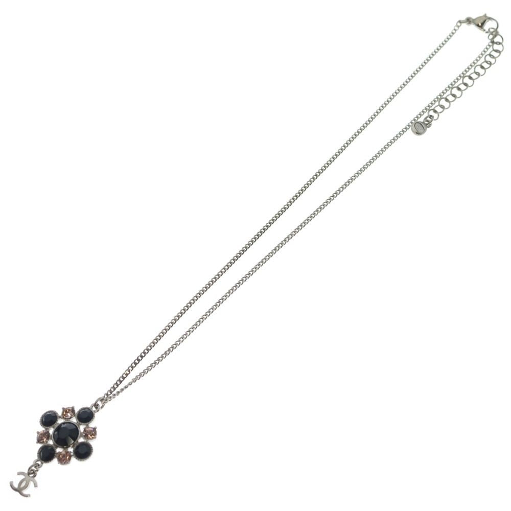 Chanel CC Logo Visual Rhinestone Necklace Pendant Chain Silver Black Pink — view 2