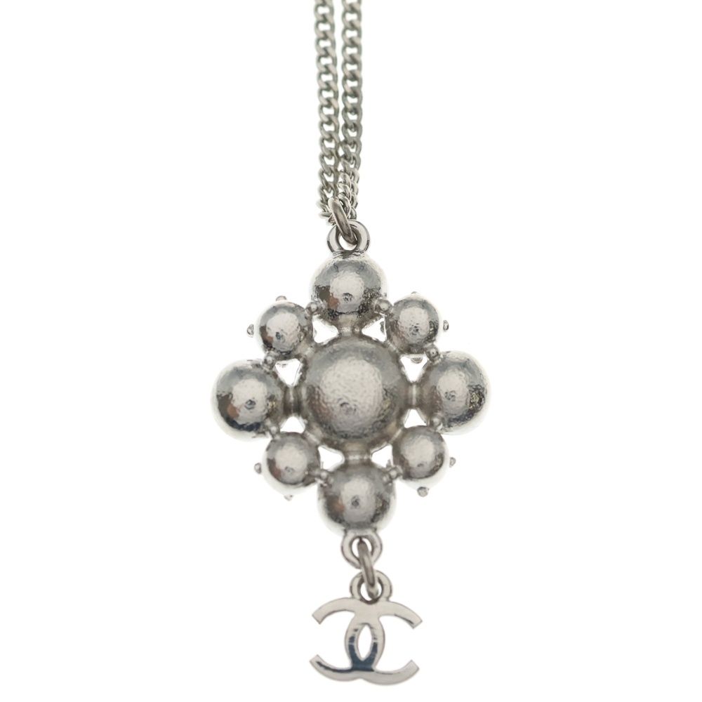 Chanel CC Logo Visual Rhinestone Necklace Pendant Chain Silver Black Pink — view 5