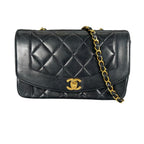 Chanel Shoulder Bag Diana 22 Single Flap Crossbody CC Logo Black Gold