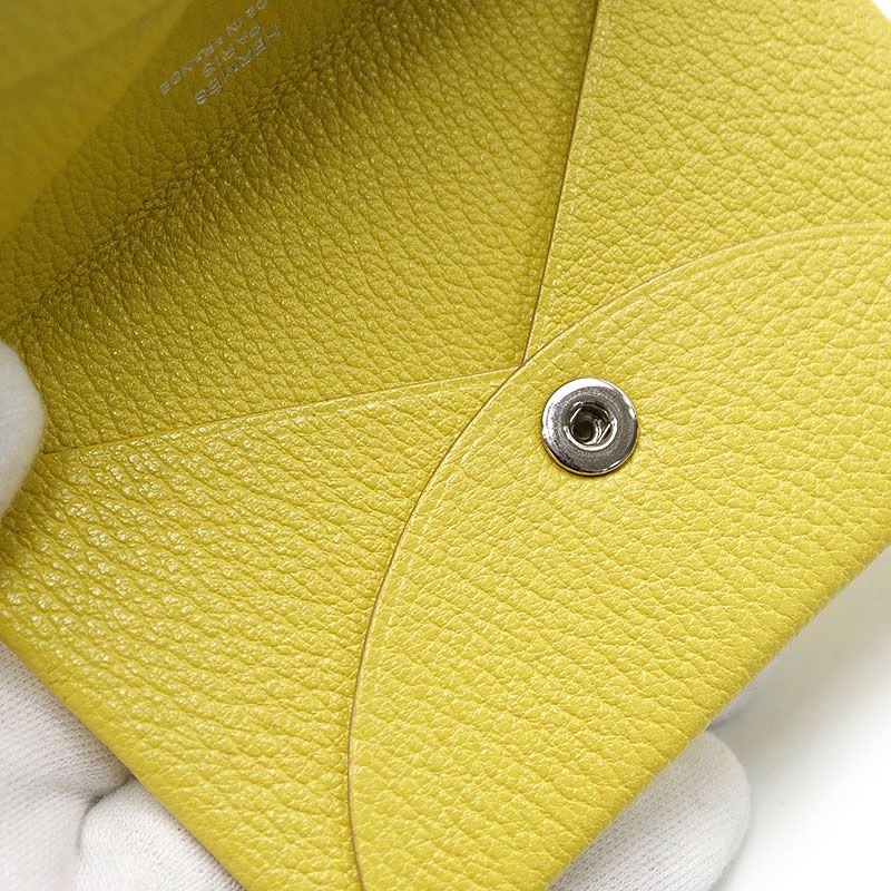 Hermes Calvi Card Case Yellow — view 6