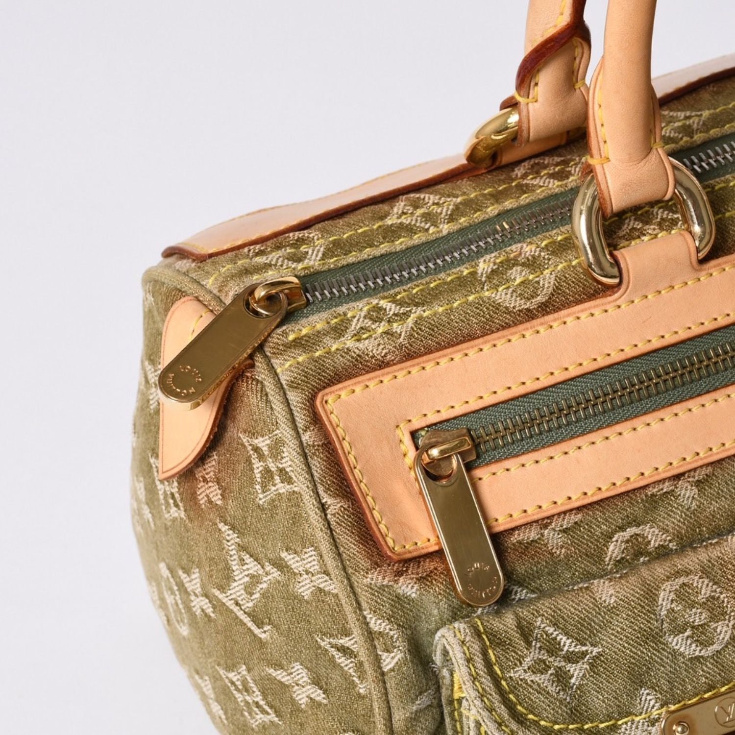 Louis Vuitton Handbag Denim Neo Speedy Monogram Khaki Gold — view 5