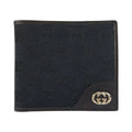 Gucci Interlocking Black Silver GG Canvas Compact Wallet