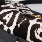 Yves Saint Laurent Muse Two 2-Way Handbag Black Leopard Leather Calf Hair Gold — view 7