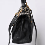 Yves Saint Laurent Muse Two 2-Way Handbag Black Leopard Leather Calf Hair Gold — view 3