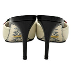 Gucci Mules Sherry Leather Bow Ivory Black 37 2 1 Heels Ribbon Bicolor — view 3