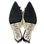 Gucci Mules Sherry Leather Bow Ivory Black 37 2 1 Heels Ribbon Bicolor — view 6