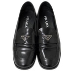Prada Leather Shoes Triangle Logo Loafers Black 39 Simple — view 5