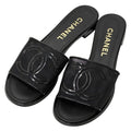 Chanel Sandals CC Logo Mesh Black 39 Summer Simple