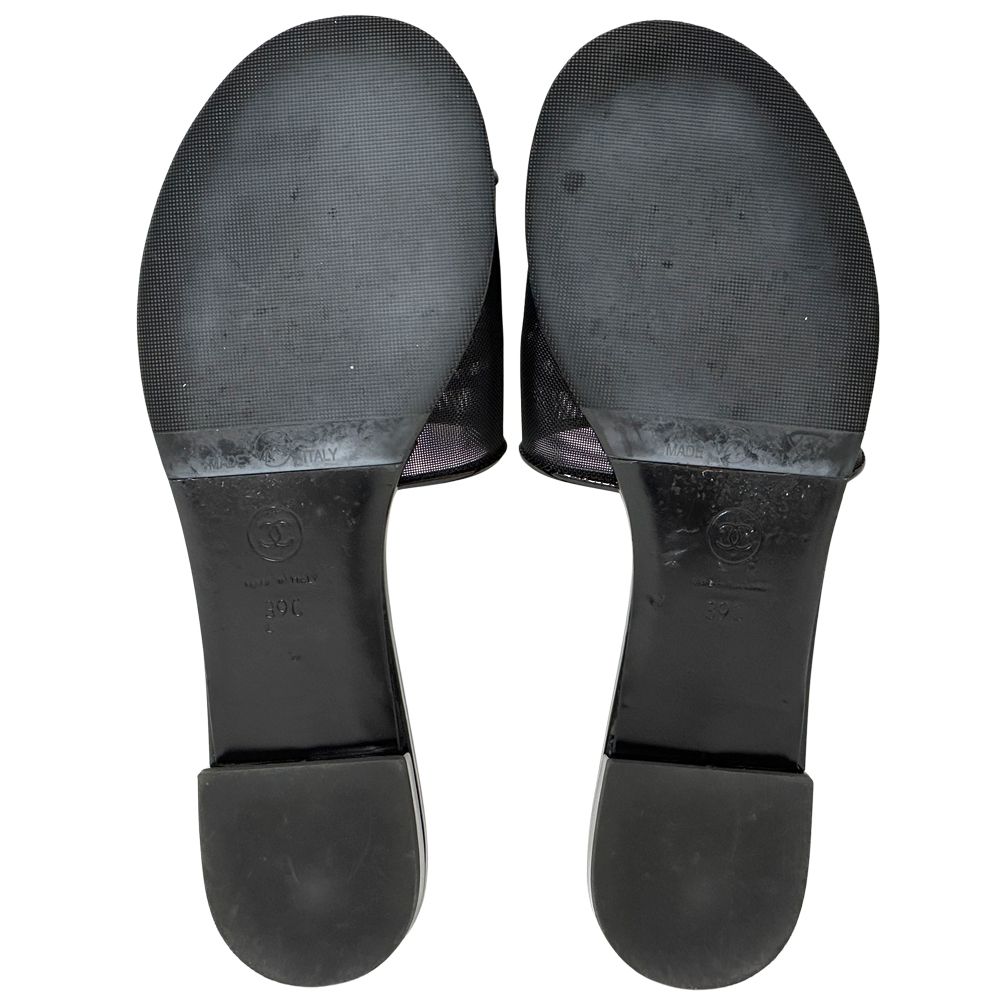 Chanel Sandals CC Logo Mesh Black 39 Summer Simple — view 5