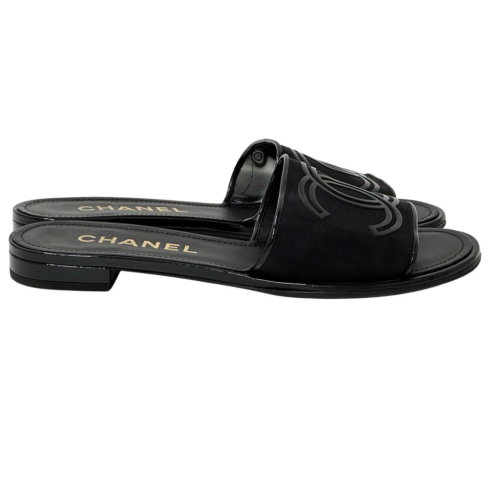 Chanel Sandals CC Logo Mesh Black 39 Summer Simple — view 3
