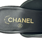 Chanel Mules Leather Black Gold 38 2 1 CC Logo — view 8