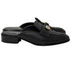 Chanel Mules Leather Black Gold 38 2 1 CC Logo — view 3