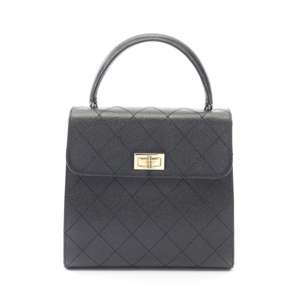 Chanel Handbag 2.55 Quilted Top Handle Black Calf Bag