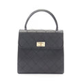 Chanel Handbag 2.55 Quilted Top Handle Black Calf Bag