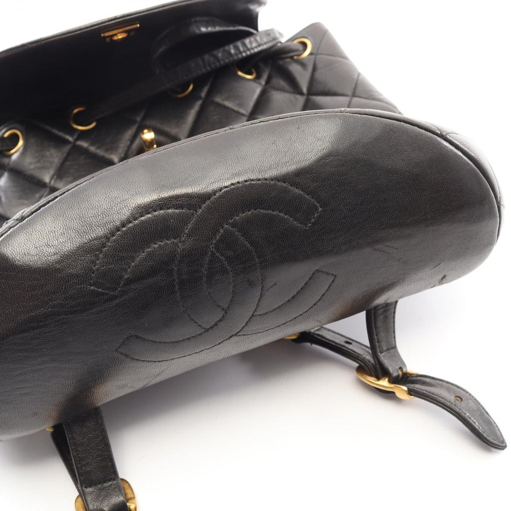 Chanel Backpack Quilted Black Lambskin Double Turnlock Chain — view 8