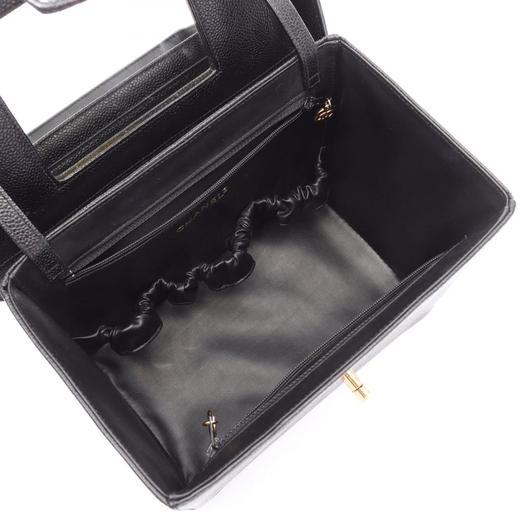 Chanel Handbag CC Logo 2-Way Black Caviar Leather Vanity Chain — view 3