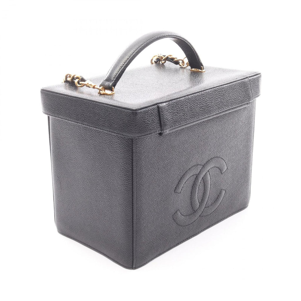 Chanel Handbag CC Logo 2-Way Black Caviar Leather Vanity Chain — view 2