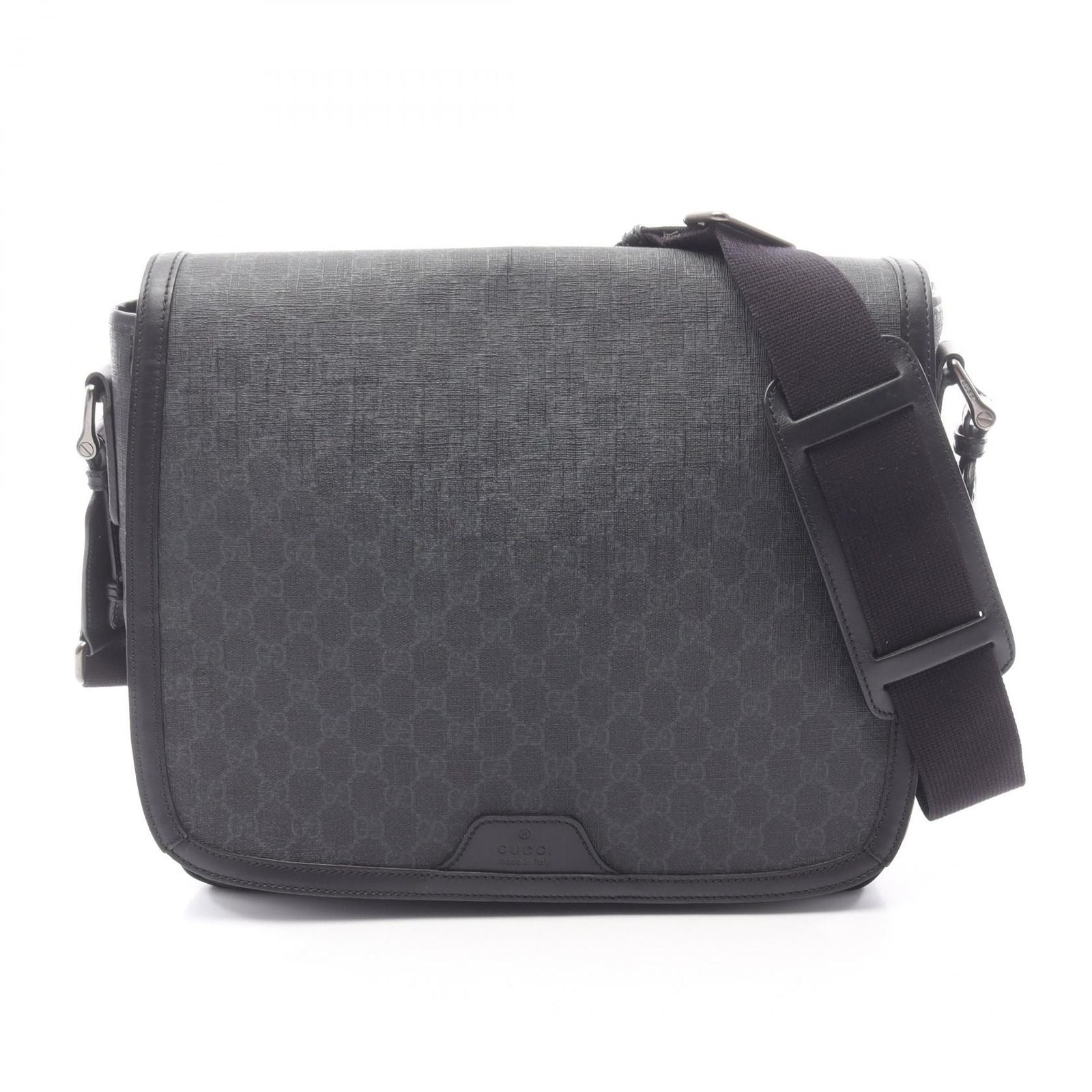 Gucci Shoulder Bag GG Supreme Black Canvas Leather