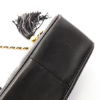 Chanel Shoulder Bag Triple CC Logo Tassel Black Lambskin Coco Fringe Mini Chain — view 8