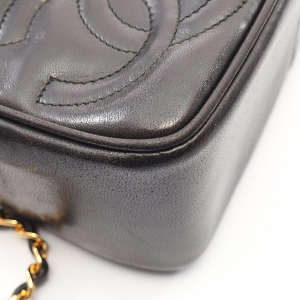 Chanel Shoulder Bag Triple CC Logo Tassel Black Lambskin Coco Fringe Mini Chain — view 7