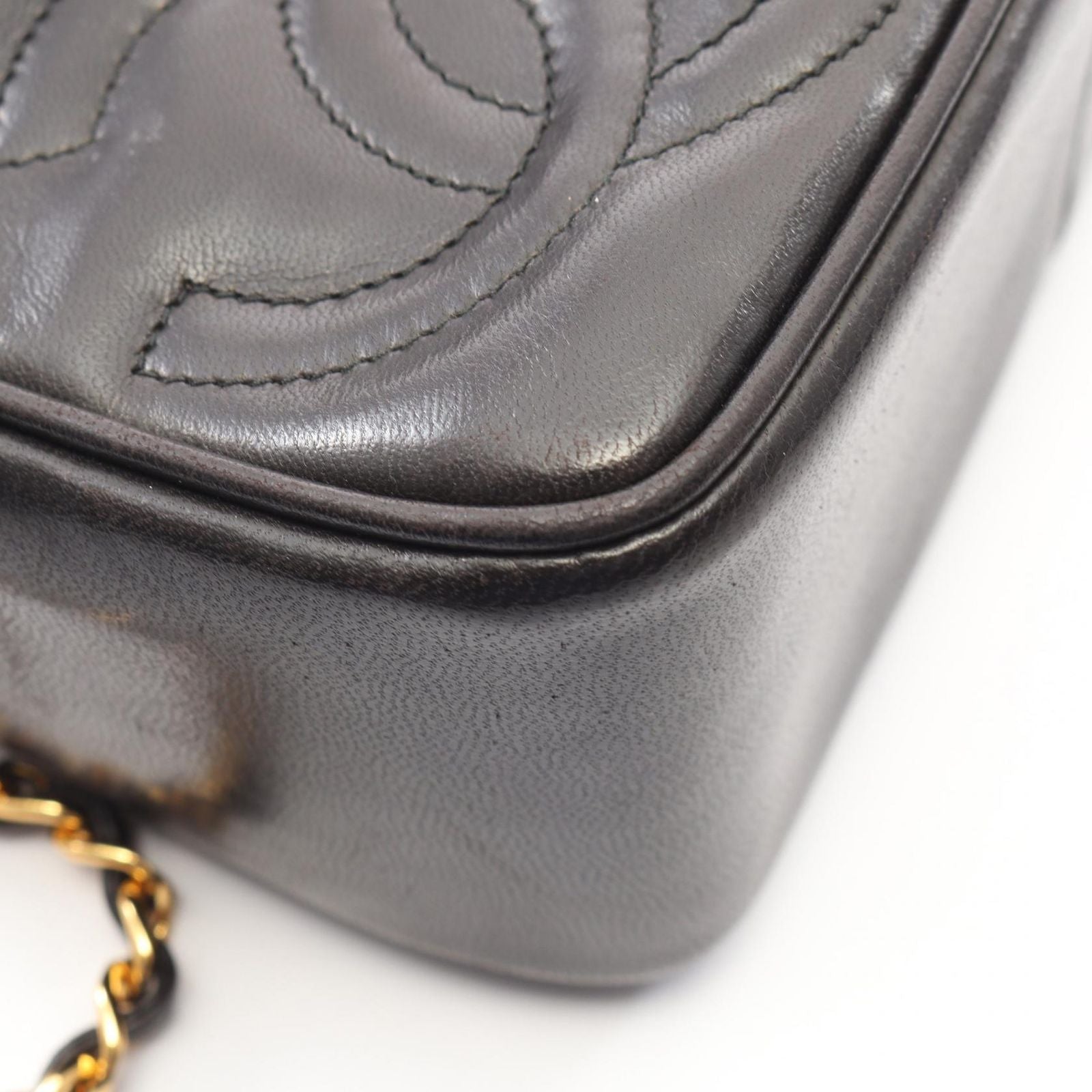 Chanel Shoulder Bag Triple CC Logo Tassel Black Lambskin Coco Fringe Mini Chain — view 7