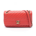 Chanel Shoulder Bag Mademoiselle Red Leather Chain