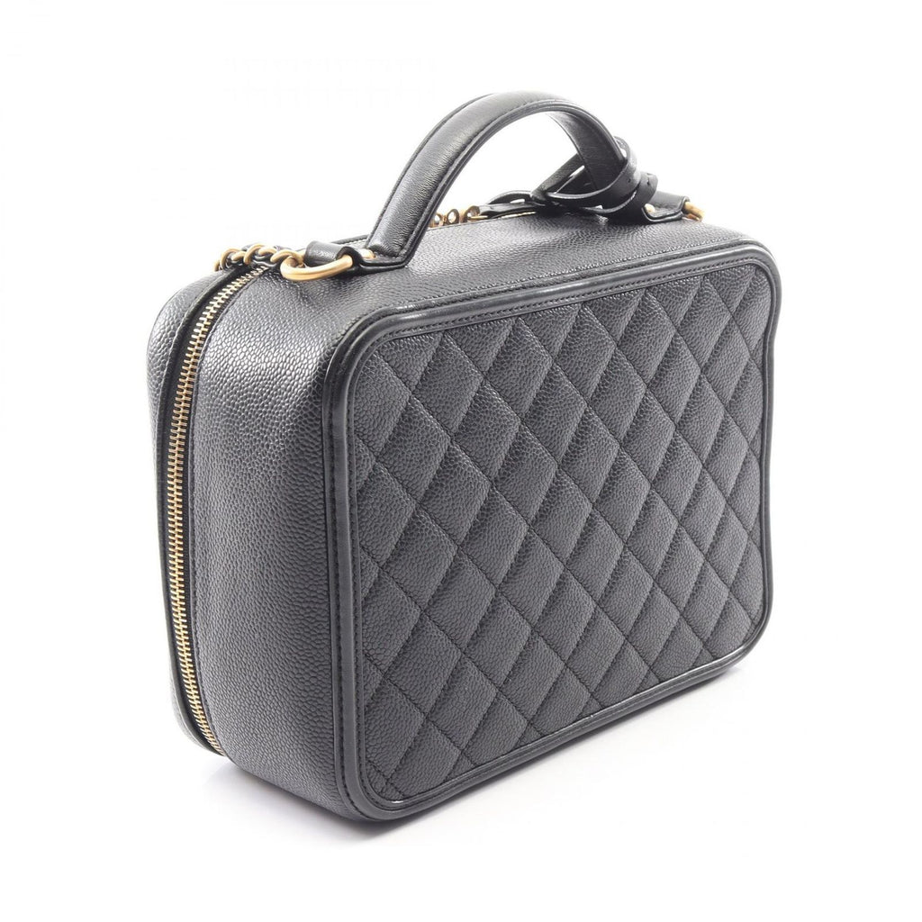 Chanel Shoulder Bag CC Filigree Quilted Vanity 2-Way Black Caviar Leather CC — view 2