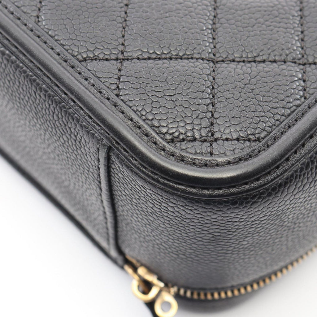 Chanel Shoulder Bag CC Filigree Quilted Vanity 2-Way Black Caviar Leather CC — view 9