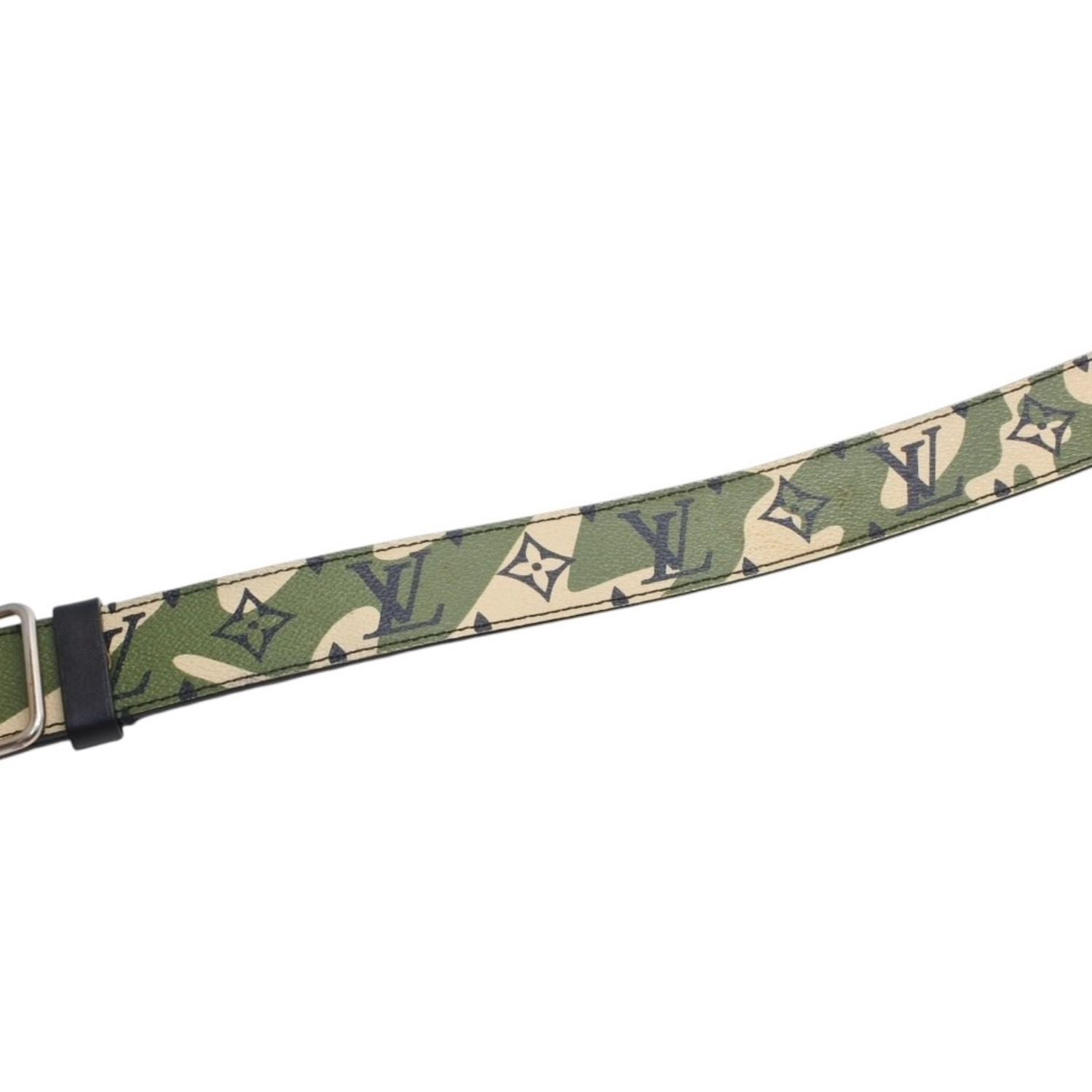 Louis Vuitton LV TM Ceinture Belt Leather Monogram Moflage Khaki Beige Black — view 5
