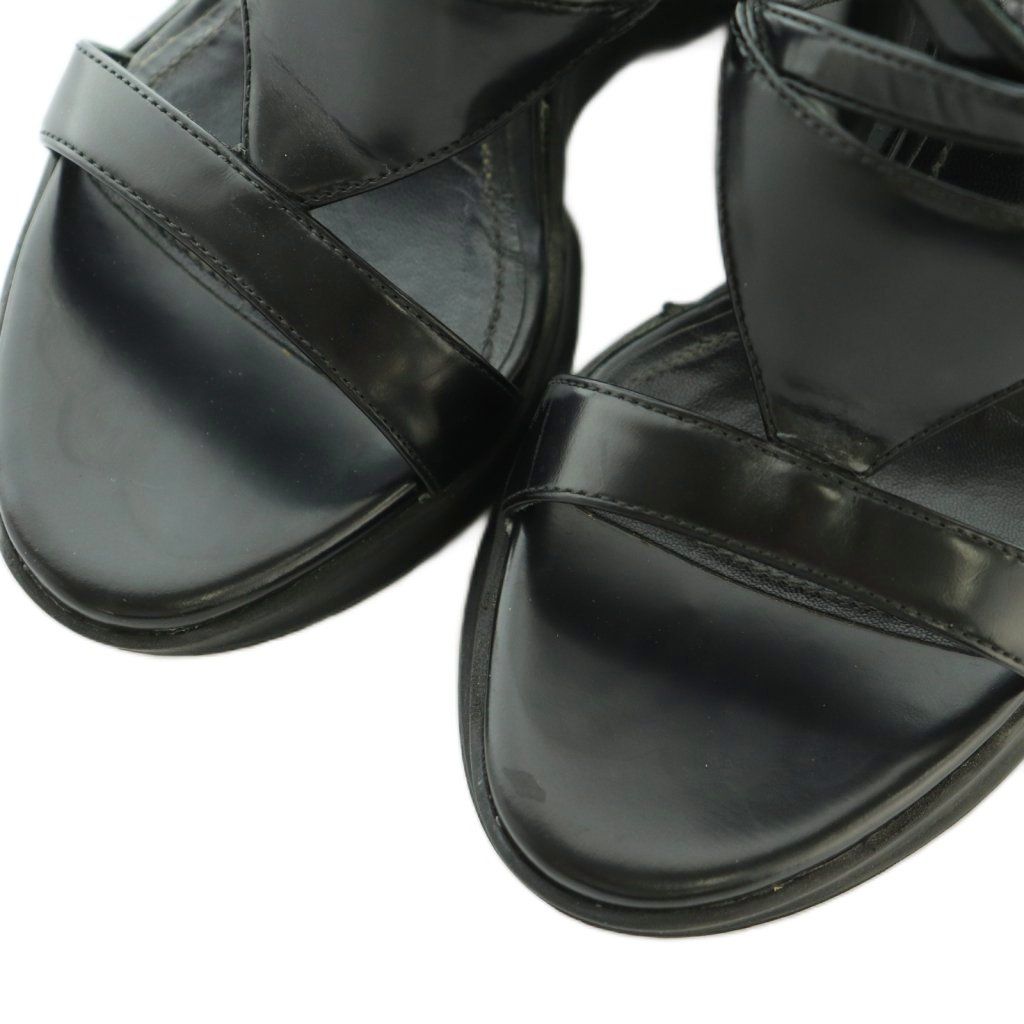 Prada Sandals Strap Wedge Sole Leather 35.5 Black — view 3