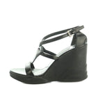 Prada Sandals Strap Wedge Sole Leather 35.5 Black — view 2
