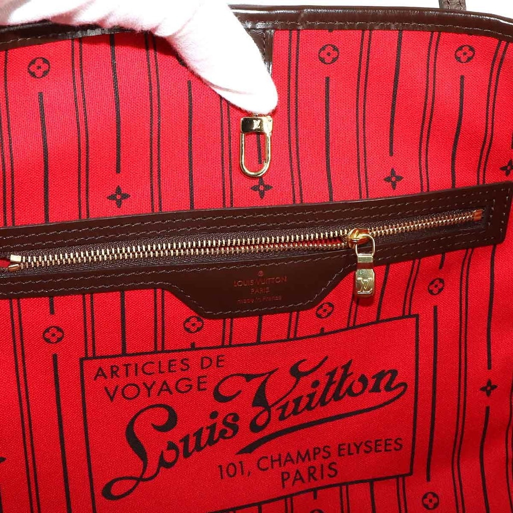 Louis Vuitton Damier Neverfull MM Tote Ebene Cerise Brown — view 7