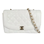 Chanel Shoulder Bag Diana 25 Chain Crossbody CC Logo White